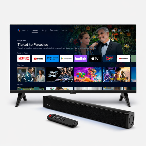 12V Smart TV 22 tum med 30W soundbar och HDMI ARC för husvagn och husbil