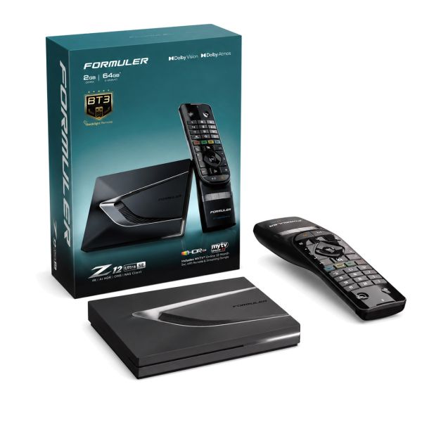 Formuler Z12 Ultra SE 4K Android IPTV-box med GTV-BT3-fjärrkontroll och originalförpackning