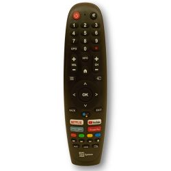 Original TELE System fjärrkontroll för Smart Android TV med röststyrning.